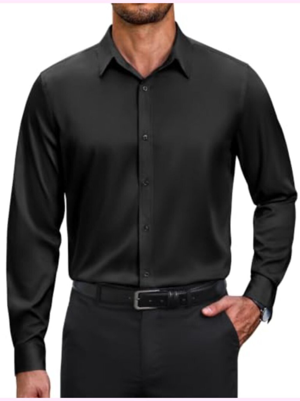 Men's Wrinkle Free Stretch Dress Shirt Long Sleeve Button Down Formal Business